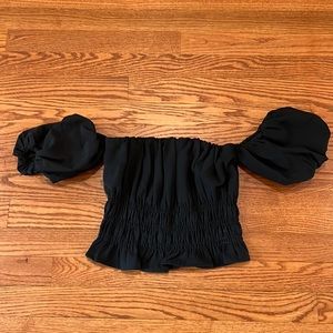 Abercrombie & Fitch Off Shoulder Cinched Waist Crop Top